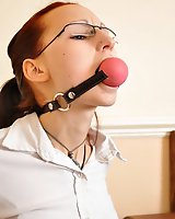 Tied Virgin Bailey cannot escape her bondage masters